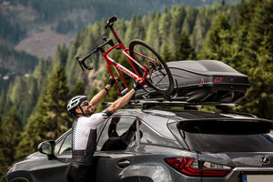 G3 Roof Rack - Pure instinct bike carrier and Spark 390L Roof Box